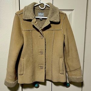 Beautiful old navy tan faux suede and wool coat. Size Medium.